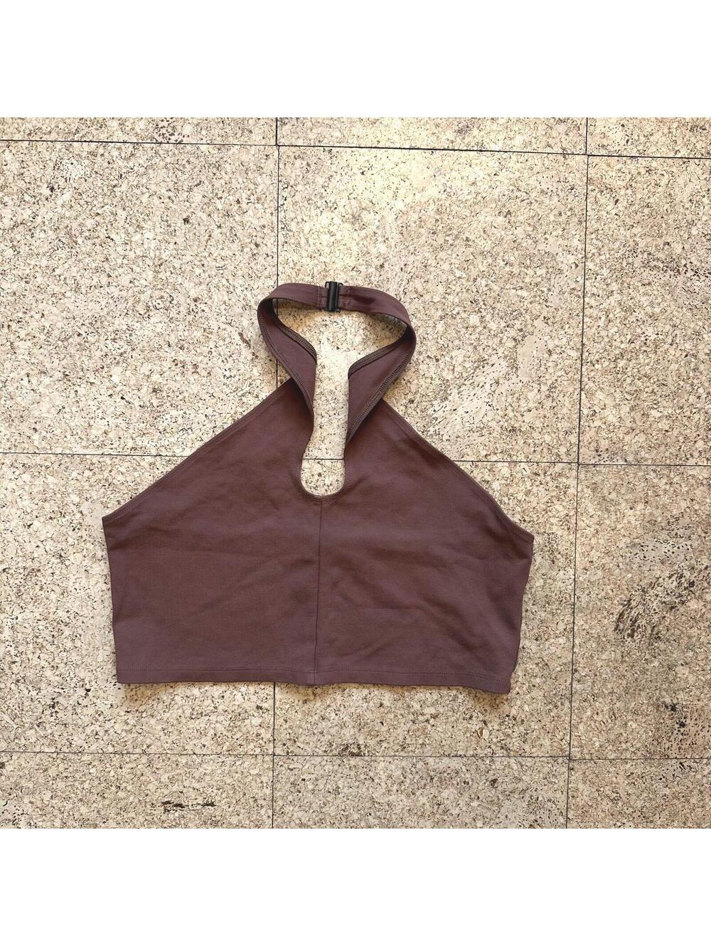 ARITZIA Sun Deh Halter Top Brown Women's XL Cropped Summer Festival Indie